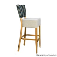 Tabouret  MANON Dos Tapissé, Assise Epaisse XL, Ht Ass 80cm