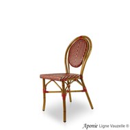 Chaise APONIE, Tressage Chevron Bordeaux-Marron-ivoire.