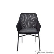Fauteuil CORFOU, Textilene noire avec coussin d'Assise.