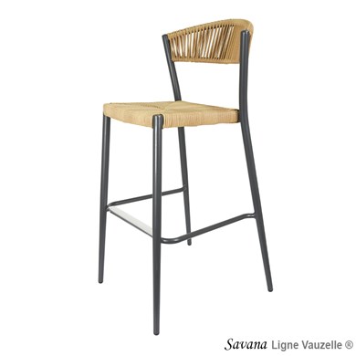 Tabouret SAVANA, Tressage Rond Imitation col. Paille.