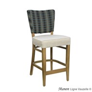 Tabouret  MANON Dos Tapissé,  Assise Epaisse L, Ht Ass 60cm