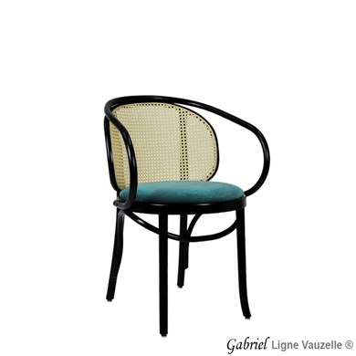 Fauteuil GABRIEL Avec Galette tapissée, Dos Cannage Naturel