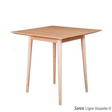 Table SOREN Vernie 4 Pieds HT.75 Plateau Hêtre 80x80 cm Profil N°6