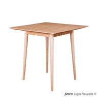 Table SOREN Vernie 4 Pieds HT.75 Plateau Hêtre 80x80 cm Profil N°6