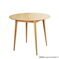 Table SOREN Vernie 4 Pieds  HT.75 Plateau Hêtre D.100 cm Profil N°6