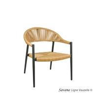 Fauteuil SAVANA Lounge, Tressage Rond Imitation col. Paille.