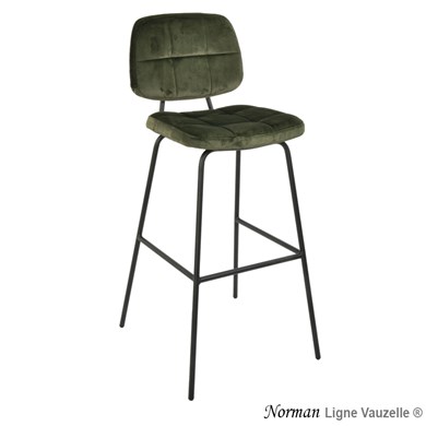 Tabouret NORMAN avec Dossier, Ht.80cm, Pieds Métal Epoxy Ral T1.