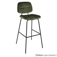 Tabouret NORMAN avec Dossier, Ht.80cm, Pieds Métal Epoxy Ral T1.