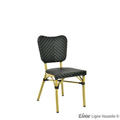 Chaise ELOISE Alu. Epoxy Rotin, Tressé: Noire