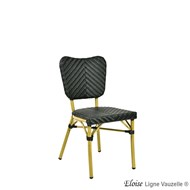 Chaise ELOISE Alu. Epoxy Rotin, Tressé: Noire
