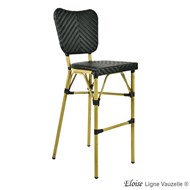 Tabouret ELOISE Alu. Epoxy Rotin, Tressé: Noire.