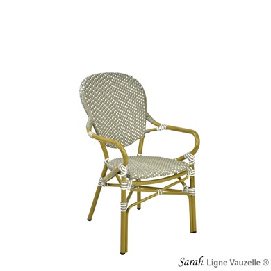 Fauteuil SARAH  Aluminium, Tressé: Gris points Blancs.