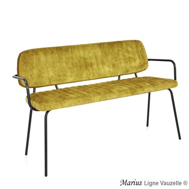 Banc MARIUS, avec Accoudoirs, Pieds Métal Epoxy Ral T1