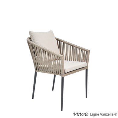 Fauteuil VICTORIA LV Sangles tressés avec Coussin Ass & Dos Sauge.