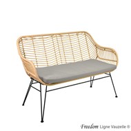 Canapé FREEDOM, Tressage Imitation Paille + Coussin d'Assise Taupe
