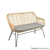 CanapéFREEDOM SAFARI,Tressage Imit. Paille+Coussin Gris Taupe