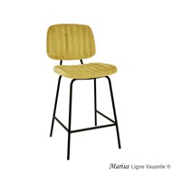 Tabouret MARIUS avec Dossier Ht Ass.:60cm,Pieds Métal Epoxy Ral T1.