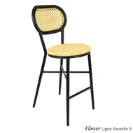 Tabouret FLOWER Avec Dossier, Cannage PVC Naturel