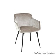 Fauteuil HABANA, Pied Acier Etrille Epoxy Noir, Velours SISAL.