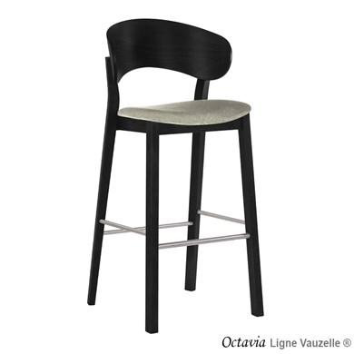 Tabouret OCTAVIA Assise Garnie et Dos Bois