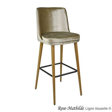 Tabouret ROSE-MATHILDE Avec Dossier, Pied Bois Conique Ht Ass. 80cm