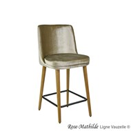 Tabouret ROSE-MATHILDE Avec Dossier, Pied Bois Conique Ht Ass. 63cm