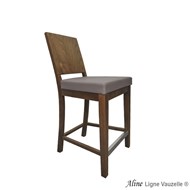 EXCLU WEB Lignemob -  Tabouret ALINE  Hêtre avec Coussin.Ass HT 60c