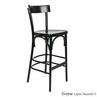 Tabouret YVONNE Assise Bois & Dossier Bois.