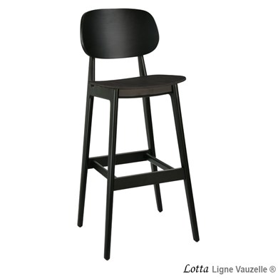 Tabouret LOTTA Assise & Dossier Bois, teinté Noire