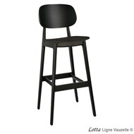Tabouret LOTTA Assise & Dossier Bois, teinté Noire