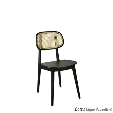 Chaise LOTTA Assise Bois & Dos Cannage Naturel, teinté Noire.