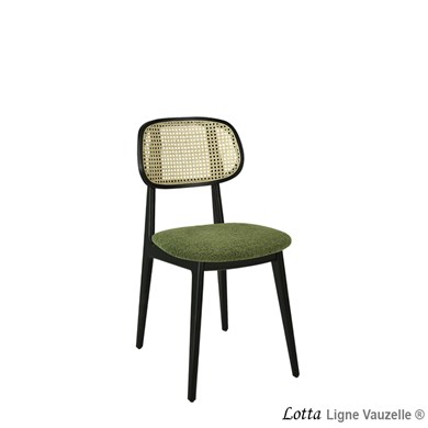 Chaise LOTTA  Assise Galette & Dos Cannage Naturel et Teinté Noir.