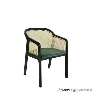 Fauteuil AMAURY, Bois teinté noir.