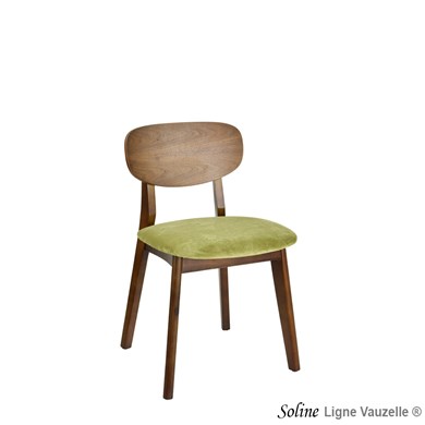 Chaise SOLINE Assise Galette et structure en Noyer Chester.