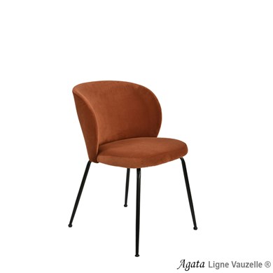 Chaise AGATA Pieds Métal Noir, tapissée
