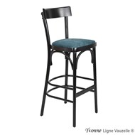 Tabouret YVONNE Assise Galette & Dossier Bois.