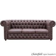 Canapé 3 places CHESTERFIELD Simili Cuir Falcone Marron