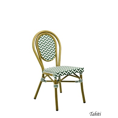 Chaise TAHITI Tressage Vague Vert Blanc