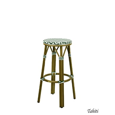 Tabouret TAHITI Tressage Vague Vert Blanc