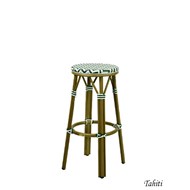 Tabouret TAHITI Tressage Vague Vert Blanc