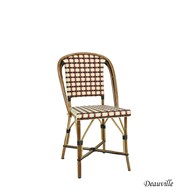 Chaise DEAUVILLE Rotin Naturel, Tressage Beige, Noir et Bordeaux