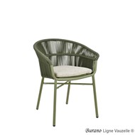 Fauteuil BURANO Structure Alu & Cordes Col.Vert, Cous Col.Lin