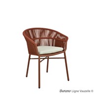 Fauteuil BURANO Structure Alu & Cordes Col.Brique,Cous Col.Lin