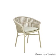 Fauteuil BURANO Structure Alu & Cordes Col.Brume, Cous Col.Lin
