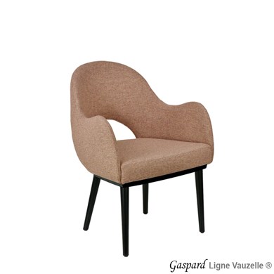 Fauteuil GASPARD Pieds Bois Conique, Embase Bois
