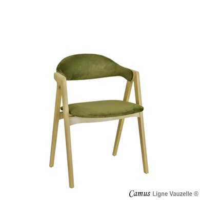 Fauteuil CAMUS Teinte Bois Naturel, Assise & Dos Garnis