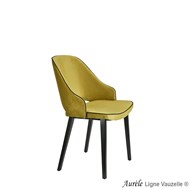 Chaise AURELE pied bois Noir, Patins PVC