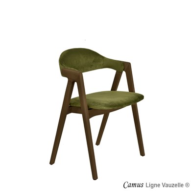 Fauteuil CAMUS Teinte Bois Noyer, Assise & Dos Garnis