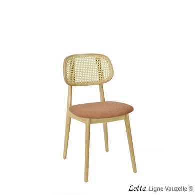 Chaise LOTTA  Assise Galette & Dossier Cannage et teinte Naturel.