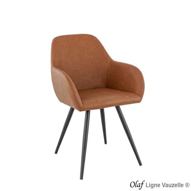 Fauteuil OLAF Simili Marron Pied Metal